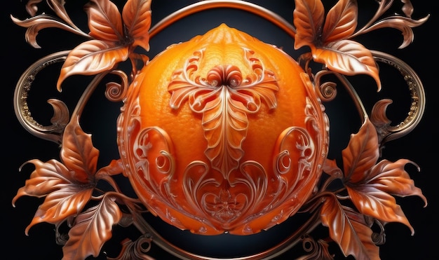 Photo mystical orange ultra detailed hyperrealism epic baroque opulent majestic