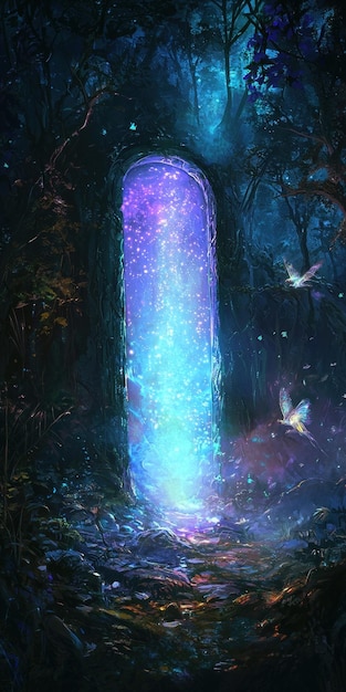 Mystical Portal Glowing in Enchanting Forest Landscape