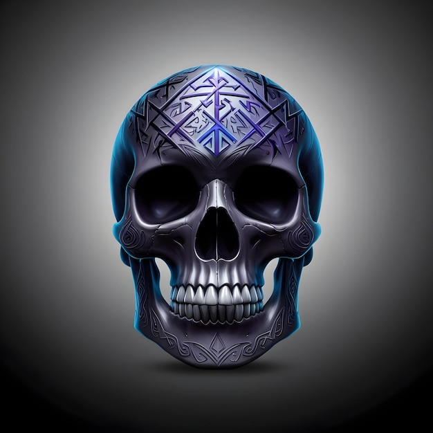 Mystical Skull Logo with Runic Symbols for Enigmatic Identity