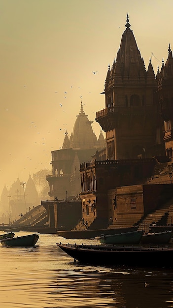 The mystical temples of Varanasi lining the banks