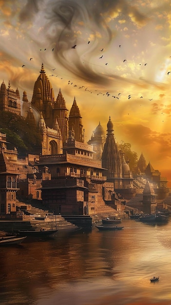 The mystical temples of Varanasi lining the banks