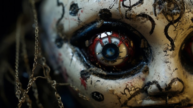 Photo mystical terror doll postapocalyptic close up photo