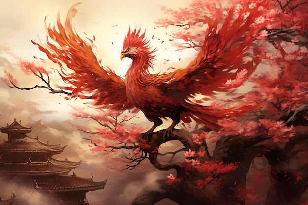 Mythical phoenixes soaring through fantasy landsca 00519 03