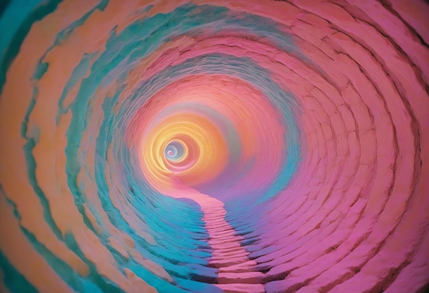 Photo a mythical spiral tunnel that twists and turns through various dimensions