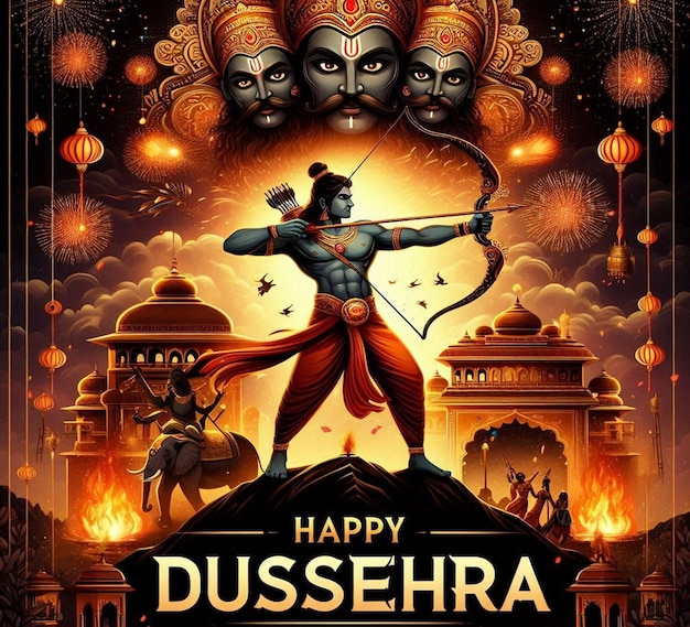 Photo a mythological design is for happy dussehra festival