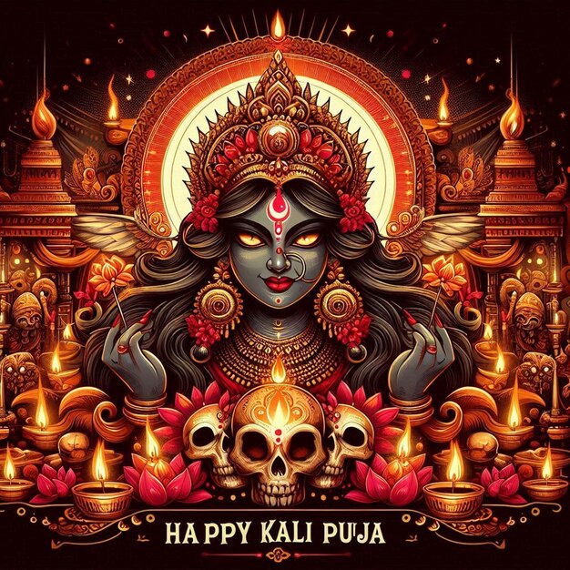 Photo a mythological image is for happy kali puja