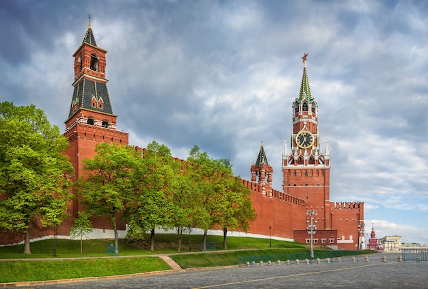 Nabatnaya, Tsarskaya and Spasskaya towers of the Moscow Kremlin