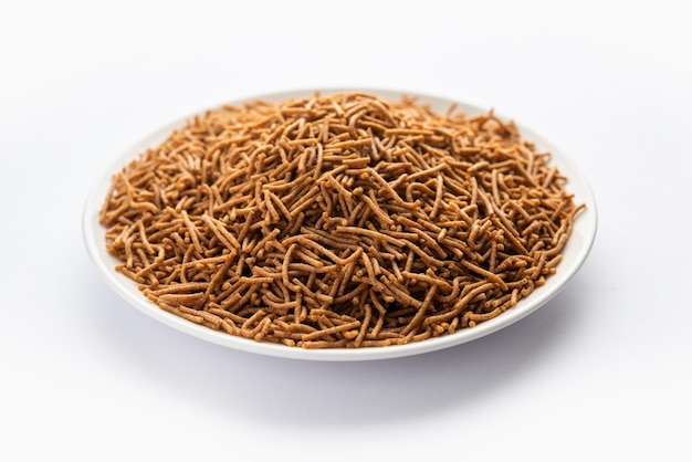 Nachni or Ragi Sev is a delicious crispy noodle made from finger millets healthy Indian food