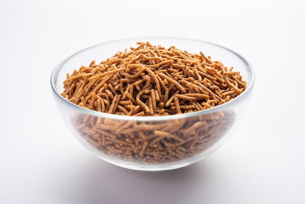 Nachni or Ragi Sev is a delicious crispy noodle made from finger millets healthy Indian food