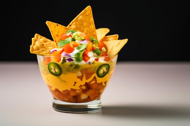 nacho in cup of garnish copy space concept generative AI