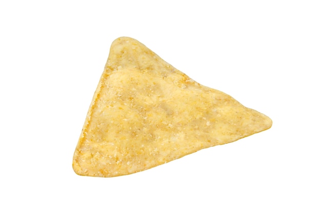 Nachos one triangular isolated on white background with clipping path element of packaging design Full depth of field