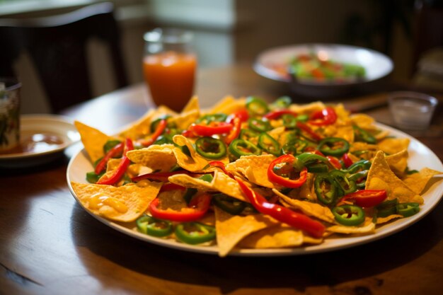 Photo nachos with crunchy bell peppers