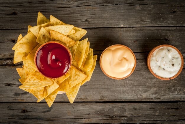 Photo nachos with sauces