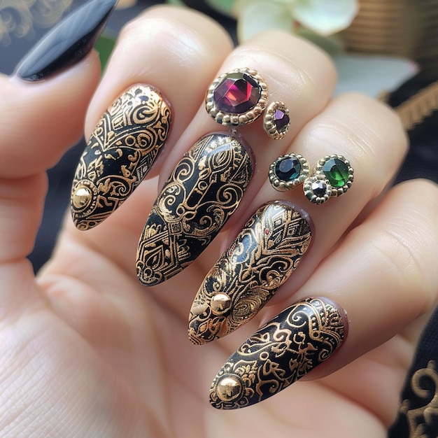 Nail art designs elegant exquisite nail fashion women female manicured hands ai art