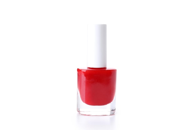 Nail polish isolated on white background, close up