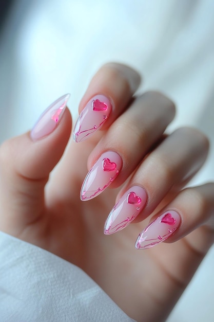 nails with hearts and a heart on them