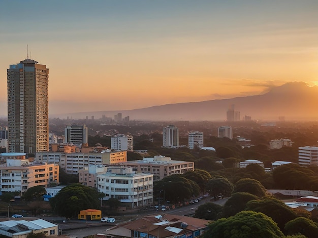 Photo nairobi kenya city skyline at sunset