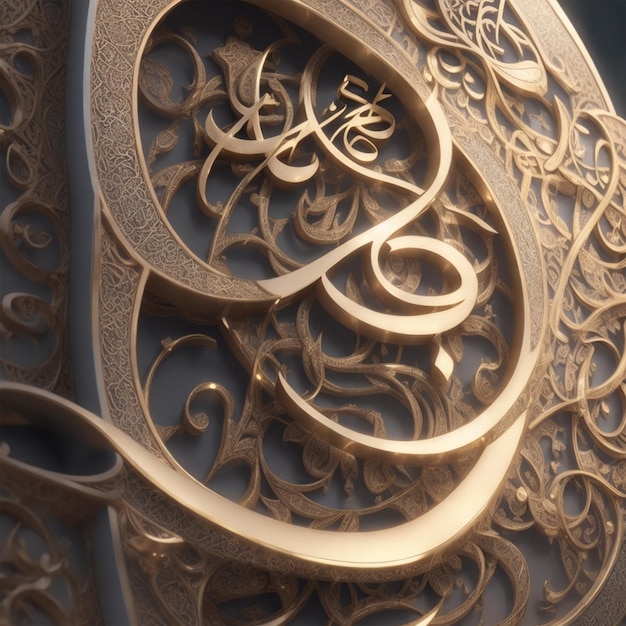 Name of allah written in arabic calligraphy extremely detailed filigree stunning beautiful futurist