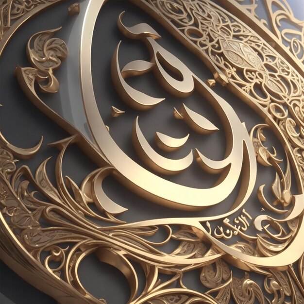 Name of allah written in arabic calligraphy extremely detailed filigree stunning beautiful futurist