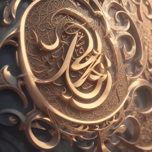 Name of allah written in arabic calligraphy extremely detailed filigree stunning beautiful futurist