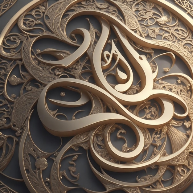 Name of allah written in arabic calligraphy extremely detailed filigree stunning beautiful futurist