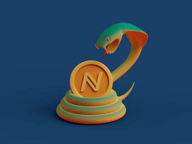 Name Crypto Letter N Serpent Snake Hiss Coil Guard Danger Strike 3D Illustration