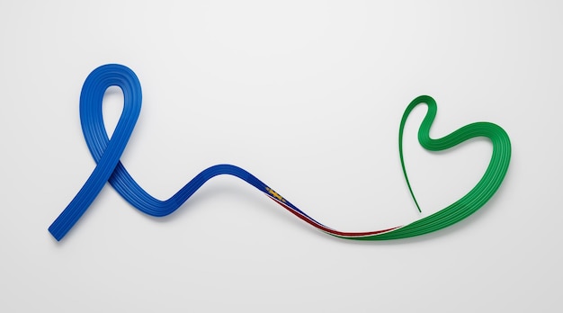 Namibia flag heart shape 3d illustration