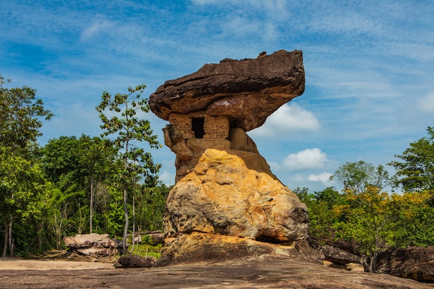 Nang Usa tower, sand stone pillar in Phu Phra Bat historical park, udonthani province, Thailand.