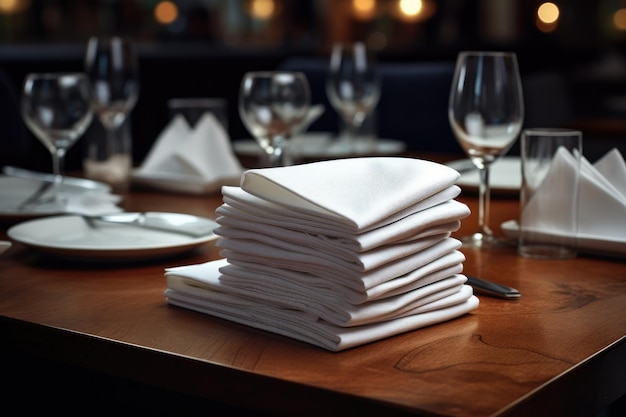 Napkins on a wooden table