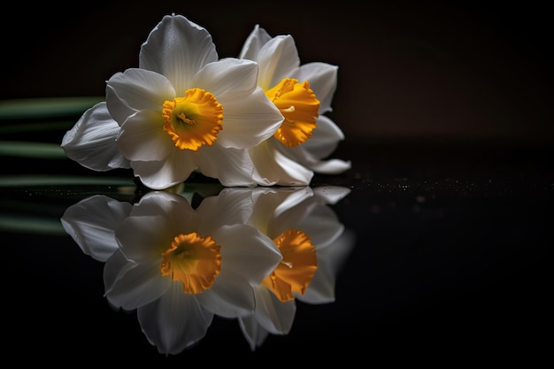 Narcissus flower reflected beauty youth passage of time Minimalism generative IA