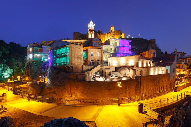 Narikala and Abanotubani at night, Tbilisi, Georgia