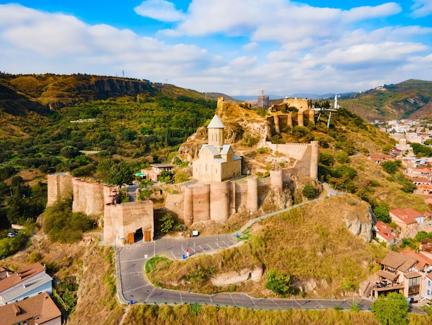 Photo narikala fortress aerial panoramic view tbilisi