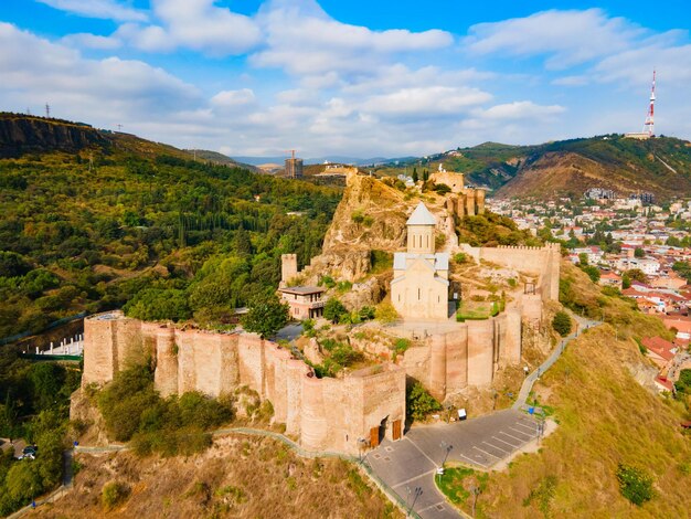 Photo narikala fortress aerial panoramic view tbilisi