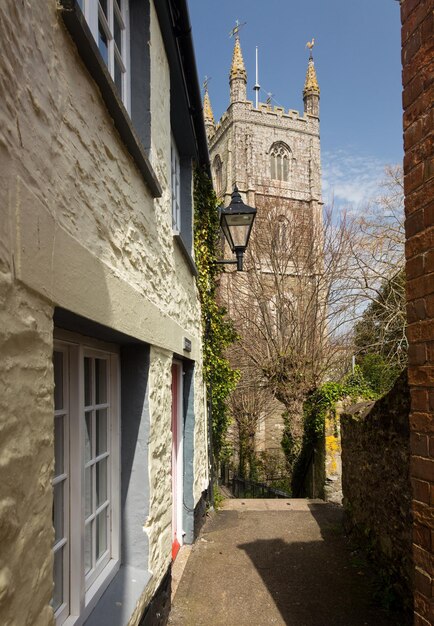 Narrow alley or street leading to parish church