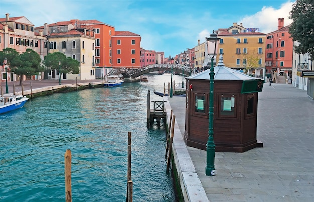 Narrow canal in Venice Italy