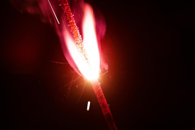 Narrow depth of field Lightening sparkler on the black background