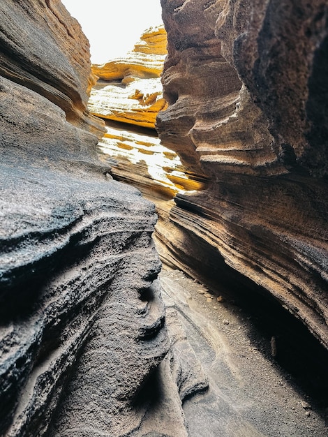 Narrow gorge under bright sunlight