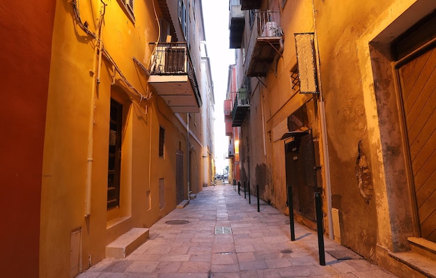 Narrow pedestrian street in the city of Bastia Corsica France