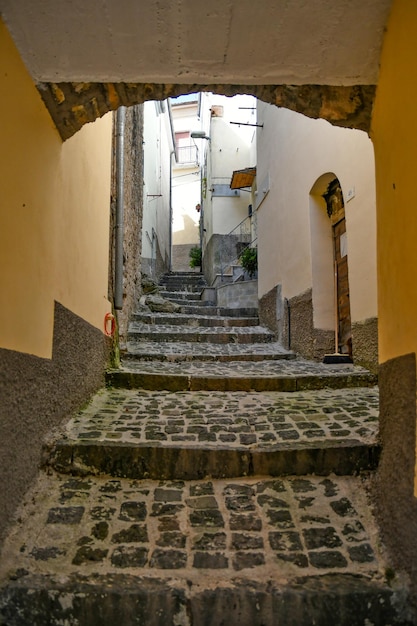 A narrow street in Carpinone a medieval town of Molise region Italy