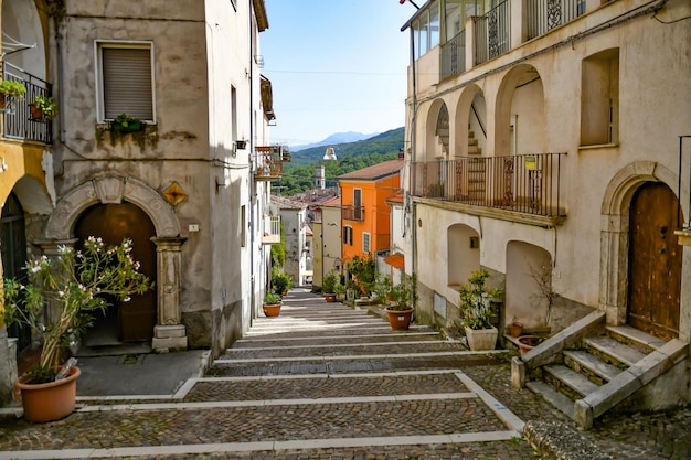 A narrow street in Carpinone a medieval town of Molise region Italy