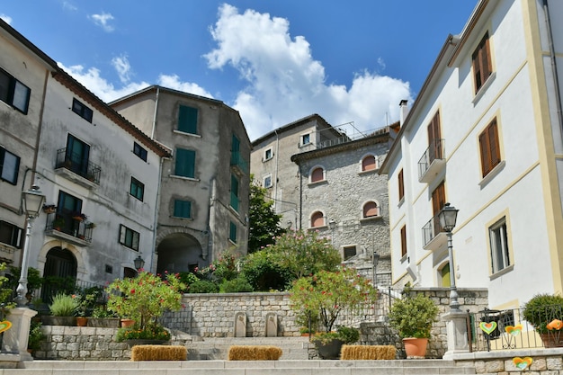 A narrow street of Cusano Mutri a medieval town of Benevento province Italy