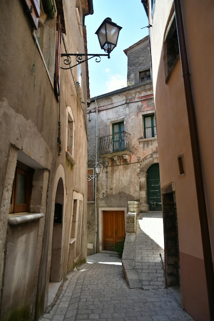 A narrow street of Cusano Mutri a medieval town of Benevento province Italy