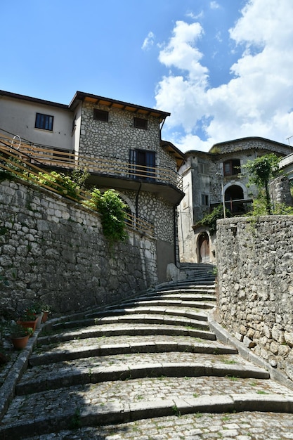 A narrow street of Cusano Mutri a medieval town of Benevento province Italy