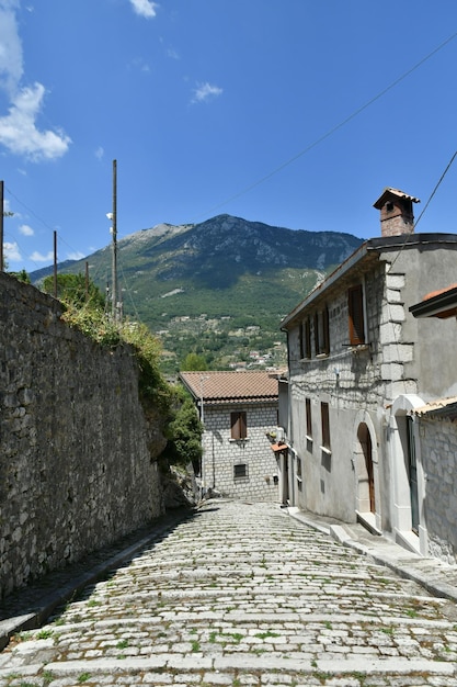 A narrow street of Cusano Mutri a medieval town of Benevento province Italy