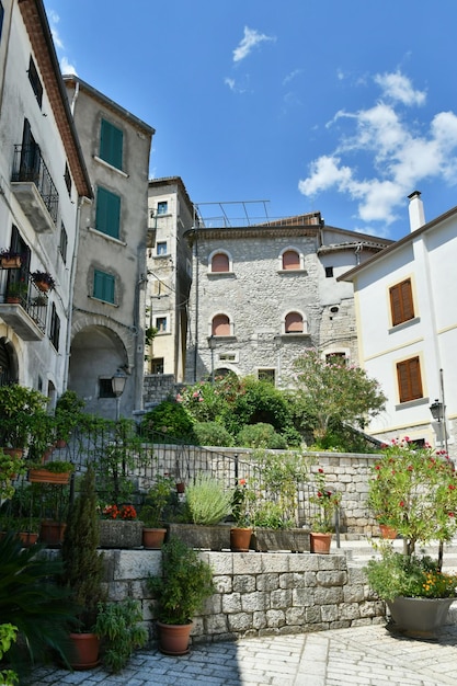 A narrow street of Cusano Mutri a medieval town of Benevento province Italy