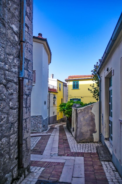 A narrow street in Monteroduni a medieval town of Molise region Italy