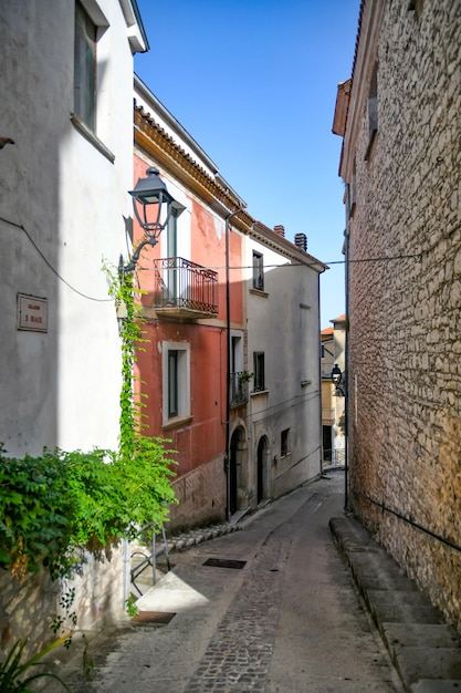 A narrow street in Monteroduni a medieval town of Molise region Italy