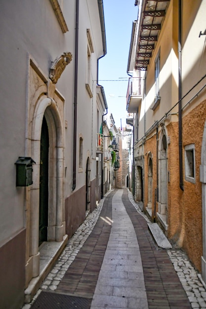 A narrow street in Monteroduni a medieval town of Molise region Italy