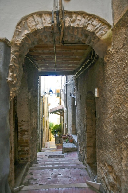 A narrow street in Monteroduni a medieval town of Molise region Italy