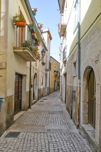 A narrow street in Monteroduni a medieval town of Molise region Italy